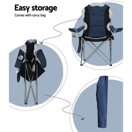 Weisshorn Camping Folding Chair Portable Outdoor Hiking Fishing Picnic Navy 2pcs 7