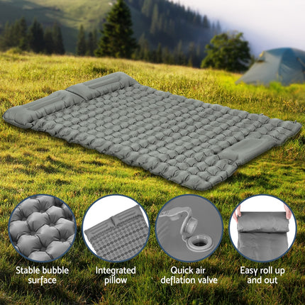 Weisshorn Self Inflating Mattress Camping Sleeping Mat Air Bed Double Pillow Bag 6