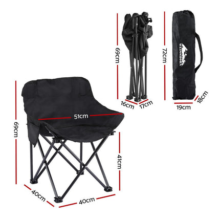 Weisshorn Folding Camping Moon Chair Portable Seat Weight Capacity 120KG Black 2