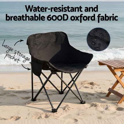 Weisshorn Folding Camping Moon Chair Portable Seat Weight Capacity 120KG Black 6