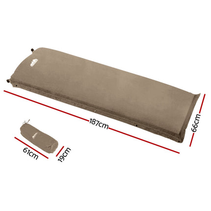 Weisshorn Self Inflating Mattress Camping Sleeping Mat Air Bed Single Coffee 2