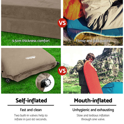 Weisshorn Self Inflating Mattress Camping Sleeping Mat Air Bed Single Coffee 5