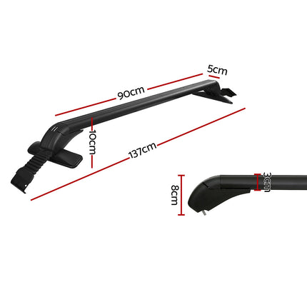 Universal Car Roof Racks Pod Aluminium Cross Bars Clamps Lockable 90cm Black 2