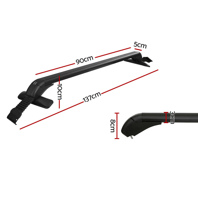 Universal Car Roof Racks Pod Aluminium Cross Bars Clamps Lockable 90cm Black 2