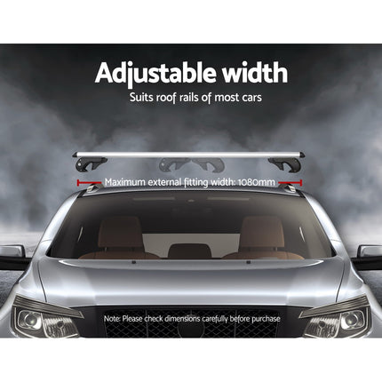 Universal Car Roof Racks Pod Aluminium Cross Bars Adjustable 108cm Silver 4