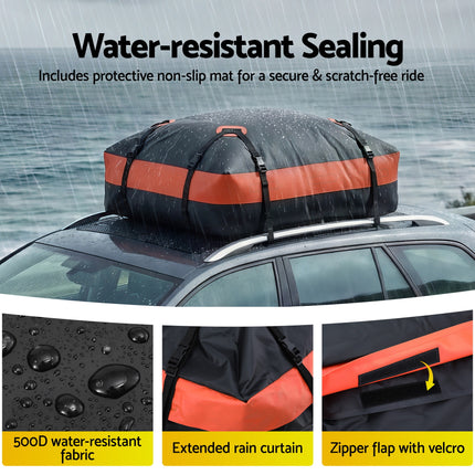 Giantz Rooftop Cargo Bag Waterproof Car Luggage Carrier 15 Cubic Ft Universal 6