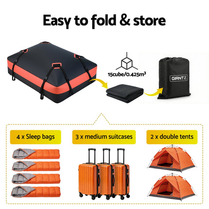 Giantz Rooftop Cargo Bag Waterproof Car Luggage Carrier 15 Cubic Ft Universal 8