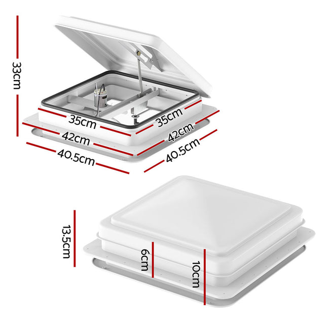 Weisshorn Caravan Roof Vent Fan Air Exhaust Hatch 12V RV Motorhome Camper White 2