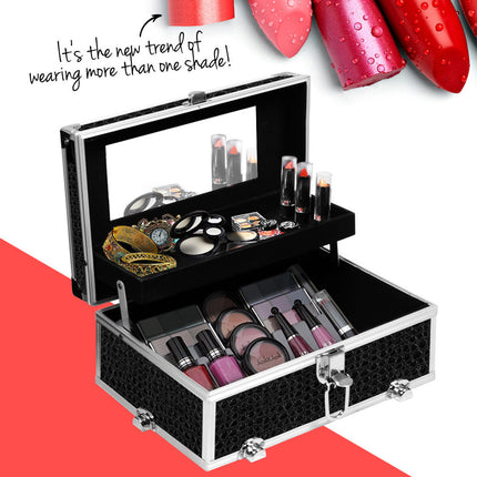 Embellir Portable Cosmetic Beauty Makeup Carry Case with Mirror - Crocodile Black 3