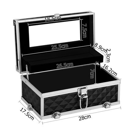 Embellir Portable Cosmetic Beauty Makeup Carry Case with Mirror - Diamond Black 3