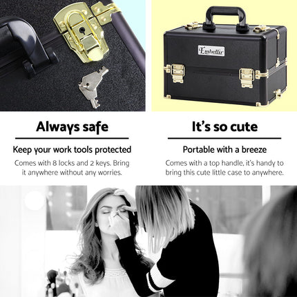Embellir Makeup Case Beauty Trolley Cosmetic Organiser Box Travel Wheels Gold 4