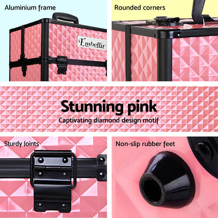 Embellir Portable Cosmetic Beauty Makeup Case - Diamond Pink 5