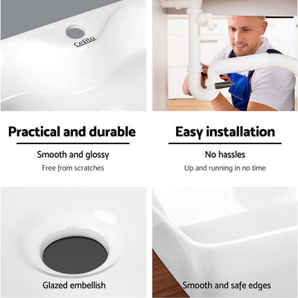 Cefito Bathroom Basin Ceramic Vanity Sink Hand Wash Bowl 48x38cm 6
