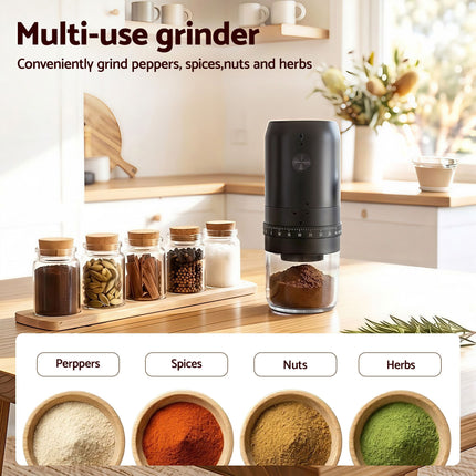 Devanti Electric Coffee Grinder USB-C Rechargeable Portable Coffee Bean Grinder with 40 Precise Grind Settings | Automatic Spice Nut Pepper Grinder Mill with Cleaning Brush & Ground Coffee Container for Home Office Camping Travel, Black 6