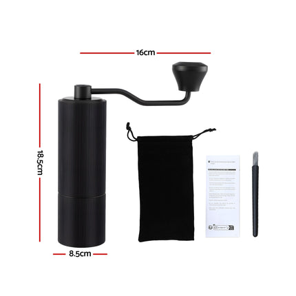 Devanti Manual Coffee Grinder with 24 Adjustable Settings | Hand Coffee Bean Burr Mill for Espresso French Press | Portable Stainless Steel Quiet Grinder with Storage Bag for Travel Camping, Black 2