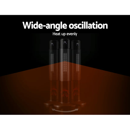 Devanti Ceramic Tower Heater 3D Flame 2000W