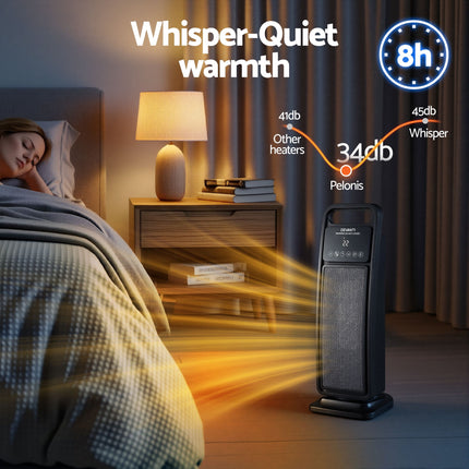 Devanti 2000W Ceramic Tower Heater Space Heaters Indoor Oscillating Black 7
