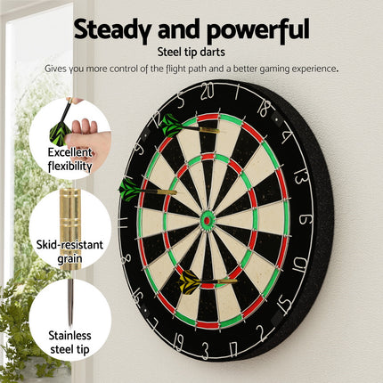 18" Dartboard Dart Board with Steel Darts Competition Party Game 5