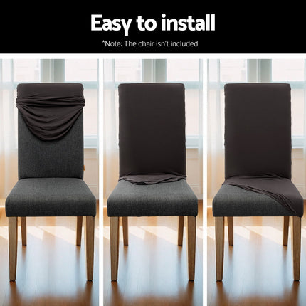 Artiss Dining Chair Covers 4x Slipcovers Spandex Stretch Banquet Party Dark Grey 7