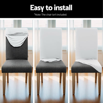 Artiss Dining Chair Covers 4x Slipcovers Spandex Stretch Banquet Wedding White 7