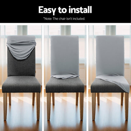 Artiss Dining Chair Covers 6x Slipcovers Spandex Stretch Banquet Wedding Grey 7