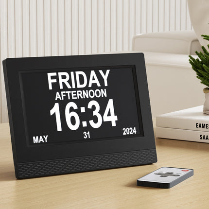 Artiss 7" Digital Day Clock Calendar Alarm Black 5