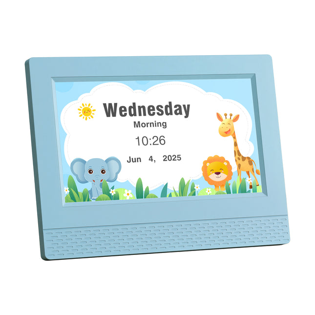 Artiss 7" Digital Day Clock Calendar Alarm LCD Children Sleep Trainer Clocks Blue 2