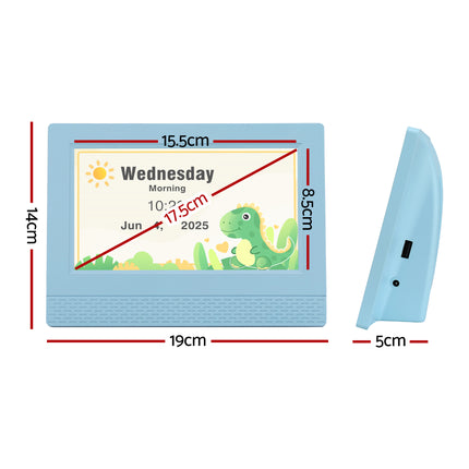 Artiss 7" Digital Day Clock Calendar Alarm LCD Children Sleep Trainer Clocks Blue 3