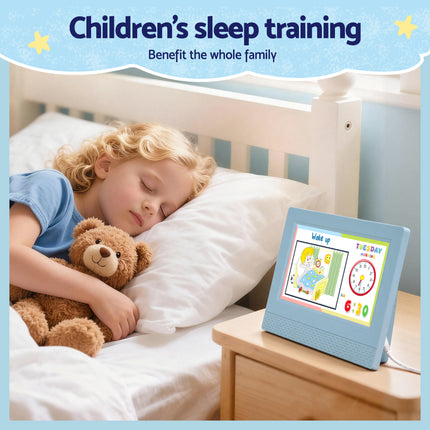 Artiss 7" Digital Day Clock Calendar Alarm LCD Children Sleep Trainer Clocks Blue 5