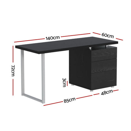 Artiss Computer Desk Drawer Black 140CM 2