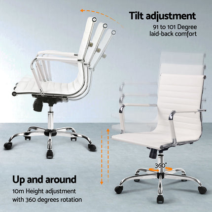 Artiss Computer Desk Office Chair Set PU Leather Wall Mount Foldable Table White 6