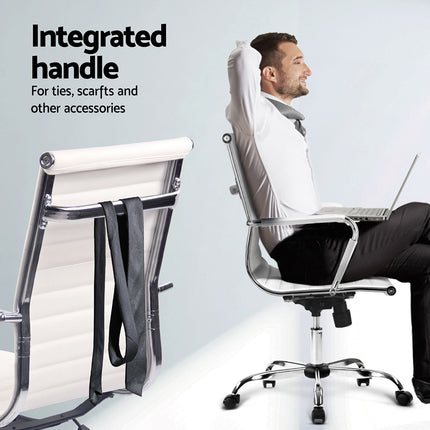 Artiss Computer Desk Office Chair Set PU Leather Wall Mount Foldable Table White 7