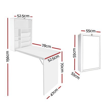 Artiss Computer Desk Bookshelf Wall Mount White 2