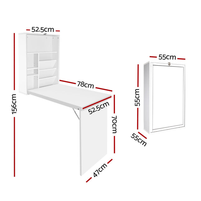 Artiss Computer Desk Bookshelf Wall Mount White 2