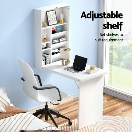 Artiss Computer Desk Bookshelf Wall Mount White 5