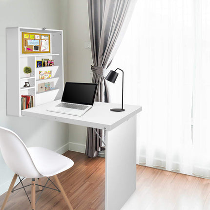 Artiss Computer Desk Bookshelf Wall Mount White 7
