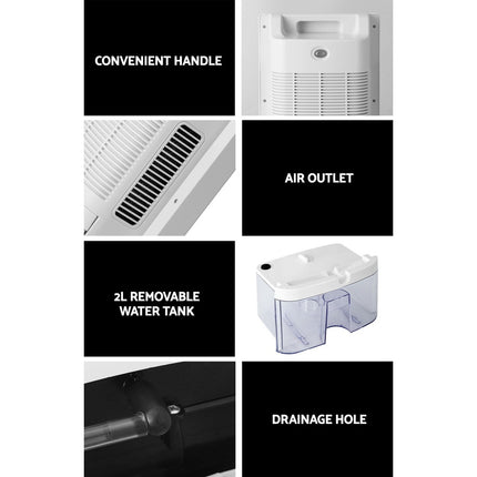 Devanti Dehumidifier 2L Air Purifier White 7