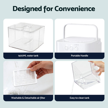 Devanti 1400ML Portable Dehumidifier Quiet Sleep Mode Timer Auto Off Bedroom White 7