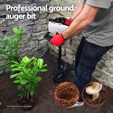 Giantz Post Hole Digger Auger Drill Bit 300mm with 80cm Extension Shaft Black 4
