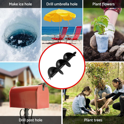 Giantz Post Hole Digger Auger Drill Bit 300mm with 80cm Extension Shaft Black 5