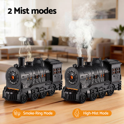 Devanti Train Aroma Diffuser Essential Oil Humidifier 300ml Smoke Ring LED Timer 4