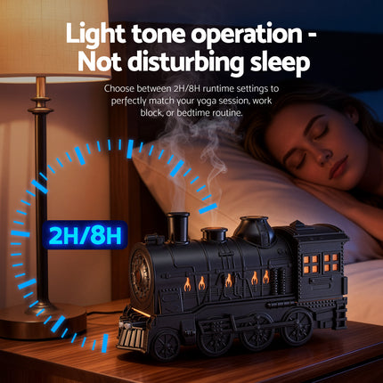 Devanti Train Aroma Diffuser Essential Oil Humidifier 300ml Smoke Ring LED Timer 6