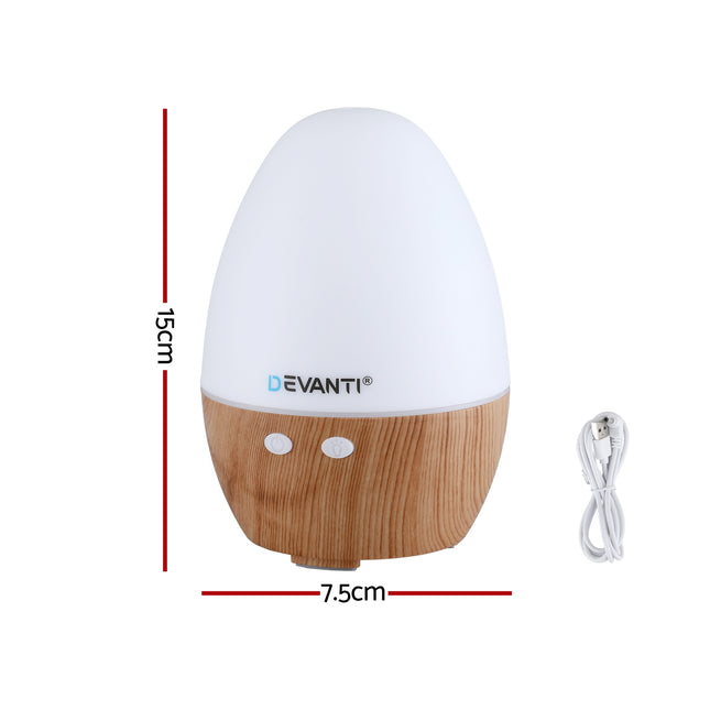 Devanti Ultrasonic Aroma Diffuser Aromatherapy 130ml LED Lights Iron Humidifier Forest