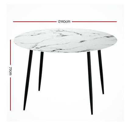 Artiss Dining Table Round Marble Effect 110CM 2