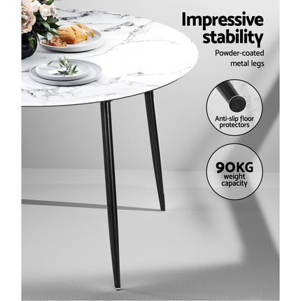 Artiss Dining Table Round Marble Effect 110CM 5