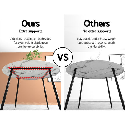 Artiss Dining Table Round Marble Effect 110CM 6