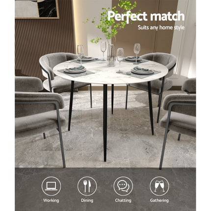 Artiss Dining Table Round Marble Effect 110CM 7