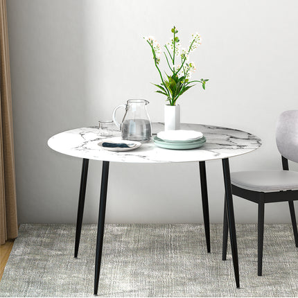 Artiss Dining Table Round Marble Effect 110CM 8
