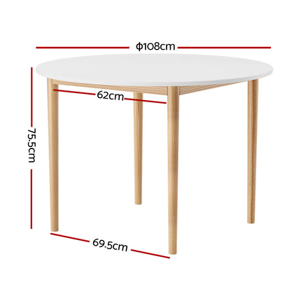 Artiss Dining Table Round White 108CM Diameter Demi 2