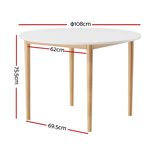 Artiss Dining Table Round White 108CM Diameter Demi 2